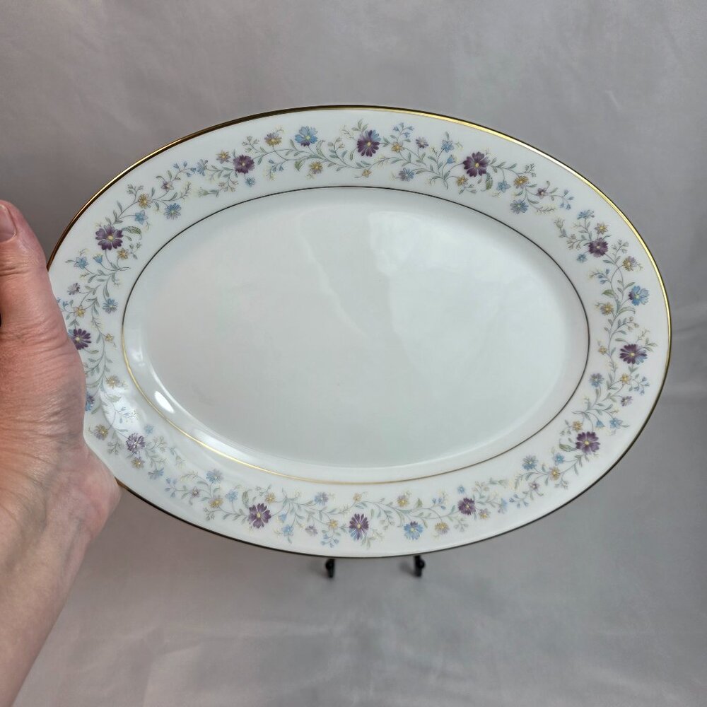 Noritake Longwood #2485 12 Inch Serving Platter Purple, Blue & Yellow Flowers